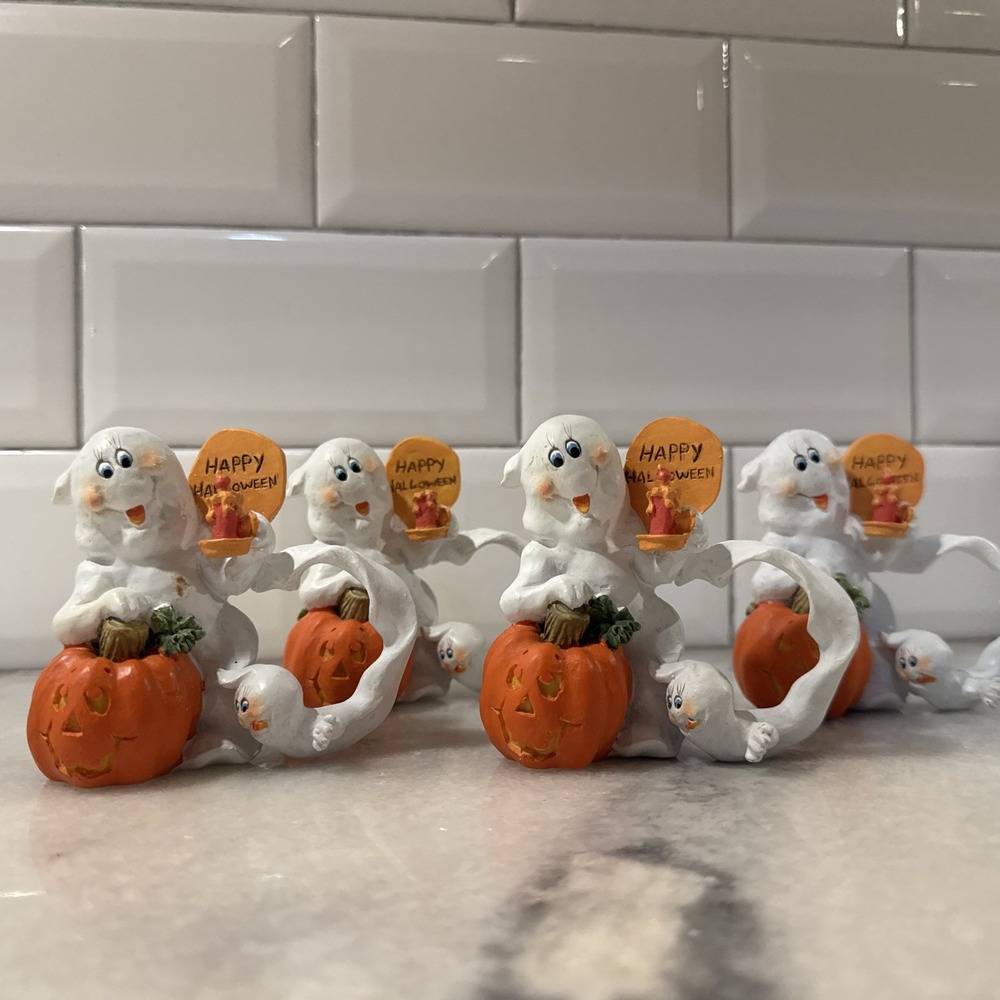 Vintage Halloween Ceramic Napkin Ring‎ Holders Set of 4 Pcs 2"